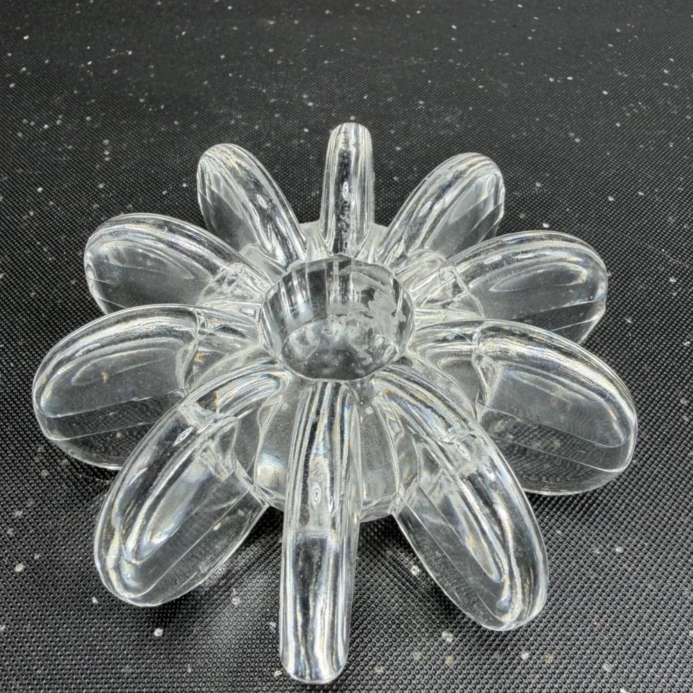 Rosenthal Studio Line Flower Disc Crystal Taper Candle Holder Set of 2 Germany